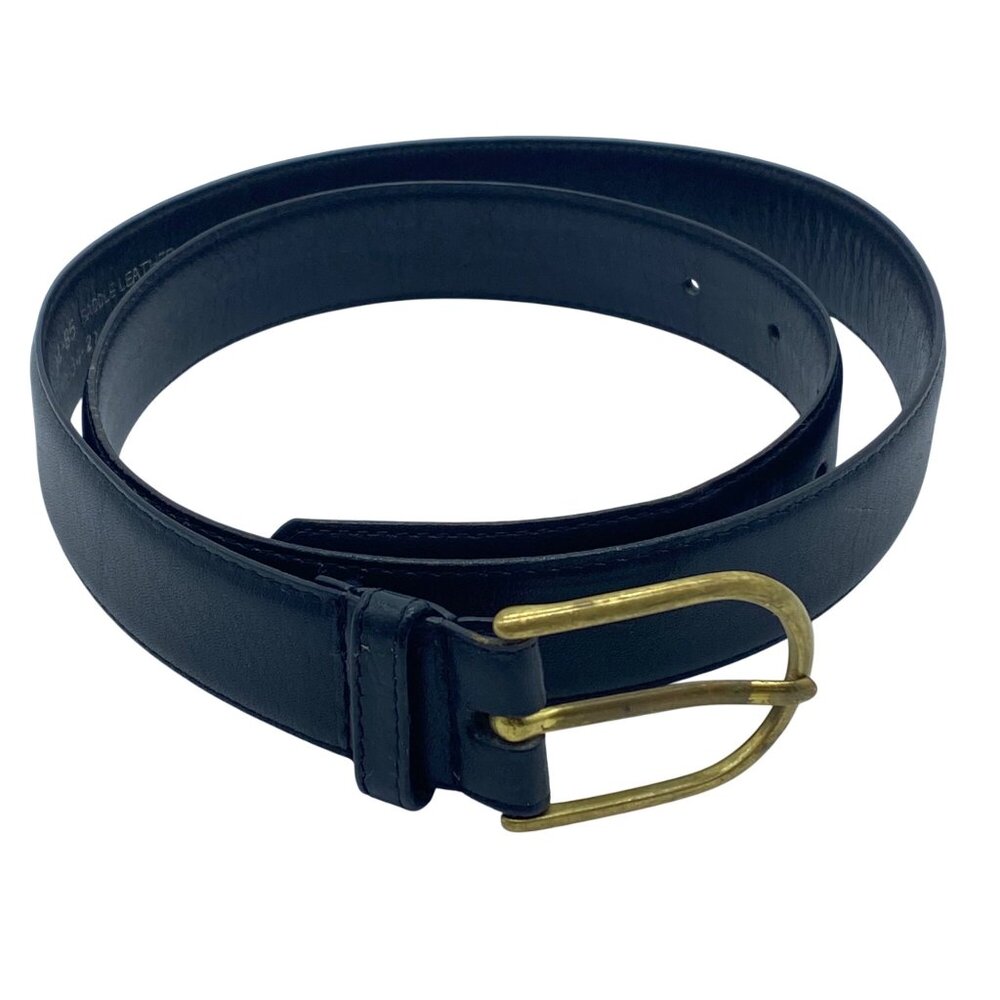 Womens Mens Black Saddle Leather Belt With Solid Brass Buckle 34-85 Uruguay